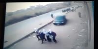 Car speeds off the road