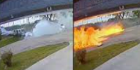 Plane Bursts Into Flames After Crashing Into SUV