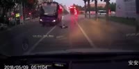 Bus Hits a Cyclist and Keeps Going