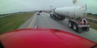 Red Semi Taken Out by Sleepy Driver