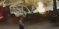Fire truck collided with a vehicle and then crashed into a gas station in Detroit