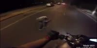 Biker Trying to Show Off Makes a Mistake