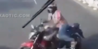 Oblivious Biker Hit By Bus (R)
