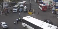 Traffic Cop Knocked By Bus In Mexico