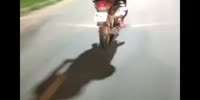 Fat woman totally drunk on a motorcycle hits biker