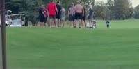 ‘Drunk’ shirtless golfer uses flag to attack rival in charity event brawl