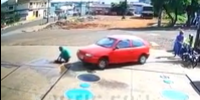 Man Gets Run Over By Red Car At The Gas Station