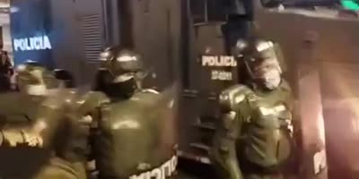 Protester Run Over By Police Truck In Colombia