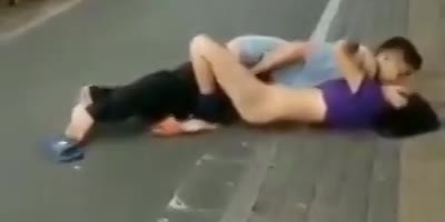 Horny Couple Fuck In The Busy Street In China
