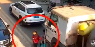 Cement Truck Crushes Bad Luck Lady In China