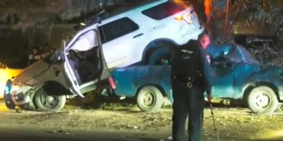 Cop's driving goes from badass, to dumb ass