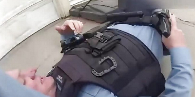 Cop blasted in shootout