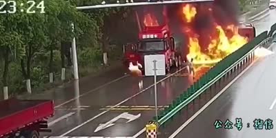 Fuel Truck Burst Into Flames in China