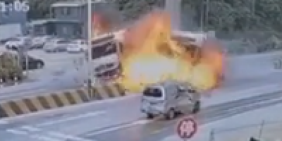 Fiery Crash Of Two Trucks In China