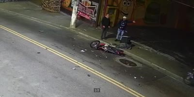 Two Bikers Wreck Head On