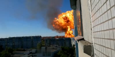 Russian gas explosion - multiple angles