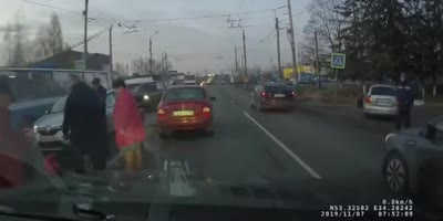 Pedestrian Bounces Off Two Cars
