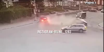 Unlucky Pedestrian After Ricochet Accident
