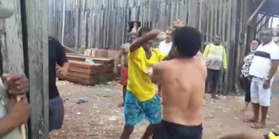 Elderly Men Fight In Dirty Slums