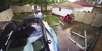 Spectacular Crash Into Pool in Backyard
