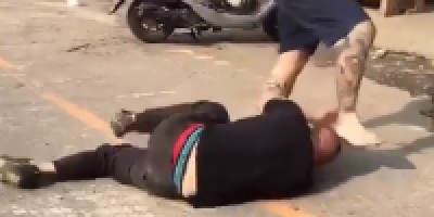 After Long A Dispute Bald Man Gets Head Stomped