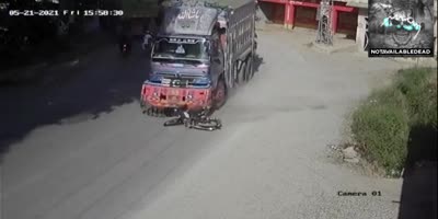 dragged by the wheel (R)