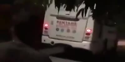 Bus Driver Destroys A Car f His Opp After A Fight In Mexico