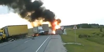 Van Driver Dies In Fiery Crash In Russia