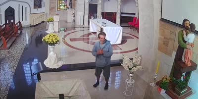 Man Breaks A Cross &  Steals It From Brazilian Church