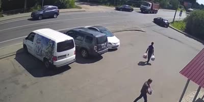 Biker Split In Two After Collision With Truck