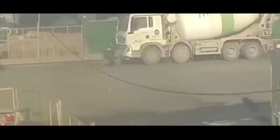 Biker Ran Over by Cement Truck