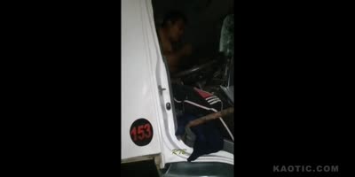 Truck Driver Stuck After a Crash