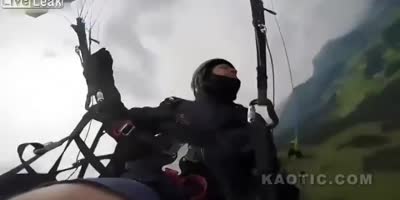 POV cam of parachuting gone wrong.