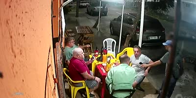 Thug With Huge Knife Robs Gentlemen Drinking Beer In Brazil
