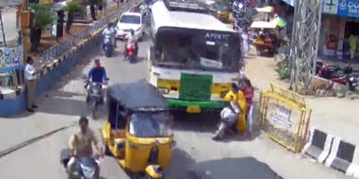 Woman Gets Run Over By Bus In India