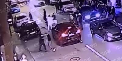 Mass Street Fight Breaks Outside The Night Club In Russia