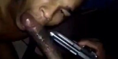 Forcing rival to suck his dick and pistol