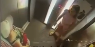 Pervy Rubs His Next To Cutie In Russian Elevator