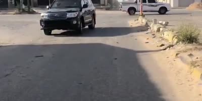 Pickup truck gets obliterated from explosion. (R)