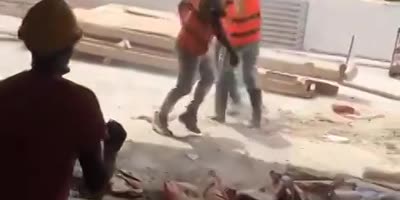 Dudes fighting at work