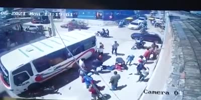 Hit By Bus Biker Is Breatless In Colombia