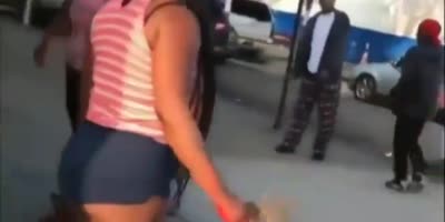 Girl in hood beaten by two others