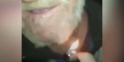 Bitch Burns Beard Of A Hobo For Video