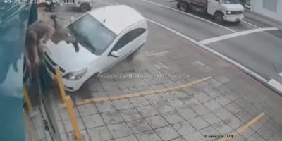 Brazilian Officer Launched By Lost Control Car