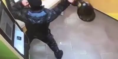 Intoxicated Man Attacks ATM With Frying Pan