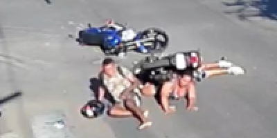 Tough T Bone Crash Of Two Motorcycles In Brazil