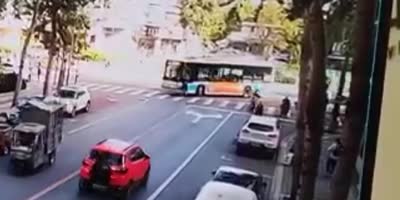 Pedestrian & Cyclist Crushed By The Bus On China