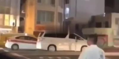 Japanese Man Running And Falling From A Building (R)