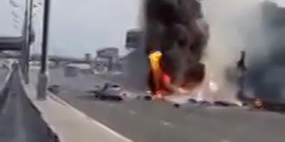 Crazy accident on the highway.