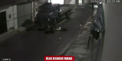 Speeding Biker Plows Into The Truck